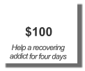 $100 Help a recovering addict for four days